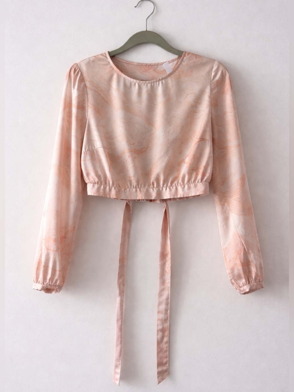 Anthro Hutch Marble Print Cropped Blouse Lightweight Top Size M